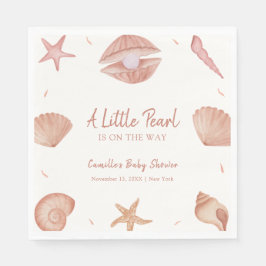 Servilleta De Papel Baby Shower Neutral Summer Ocean Seashell Pearl