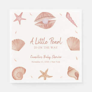 Servilleta De Papel Baby Shower Neutral Summer Ocean Seashell Pearl