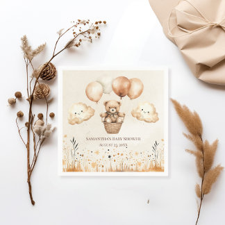 Servilleta De Papel Baby Shower neutro de oso mate
