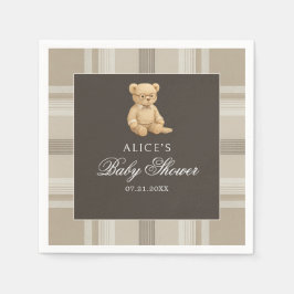 Servilleta De Papel Baby Shower neutro de Preppy Bear Soft