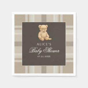 Servilleta De Papel Baby Shower neutro de Preppy Bear Soft