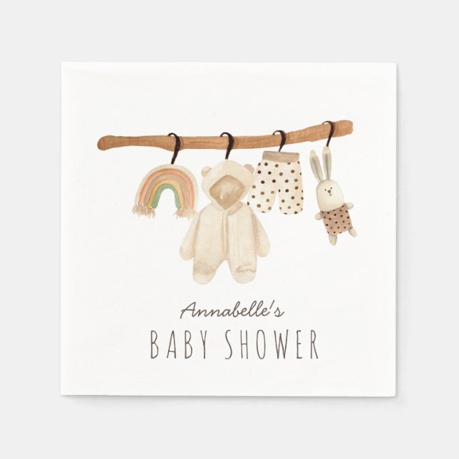 Servilleta De Papel Baby Shower neutro en cuanto al sexo del boho Clot (Anverso)
