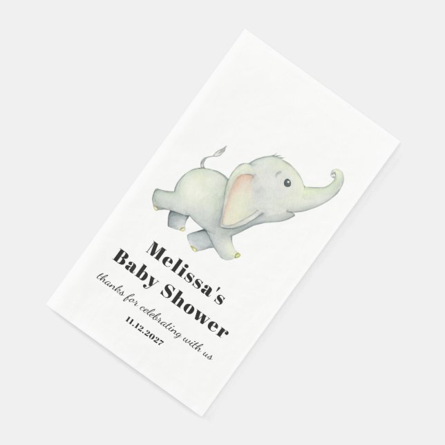 Servilleta De Papel Baby Shower neutro en género elefante (Esquina)