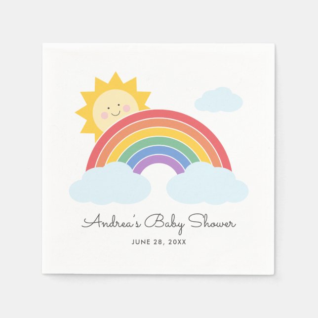 Servilleta De Papel Baby Shower o cumpleaños bajo el arcoiris Sunshine (Anverso)