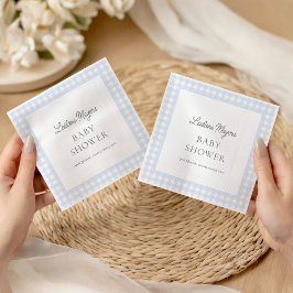 Servilleta De Papel Baby Shower Pale Blue Gingham Classic Boys