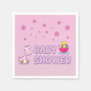 Servilleta De Papel Baby Shower para Chicas Estrellas Giraffe