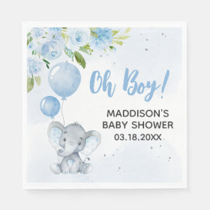 Servilleta De Papel Baby Shower para elefantes azules