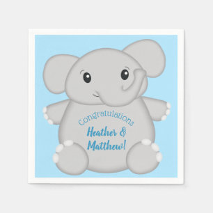 Servilleta De Papel Baby Shower para elefantes azules