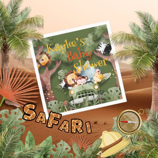 Servilleta De Papel Baby Shower personalizado con animales de Safari (Subido por el creador)