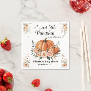 Servilleta De Papel Baby Shower personalizado con diseño de calabaza