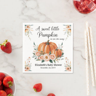 Servilleta De Papel Baby Shower personalizado con diseño de calabaza