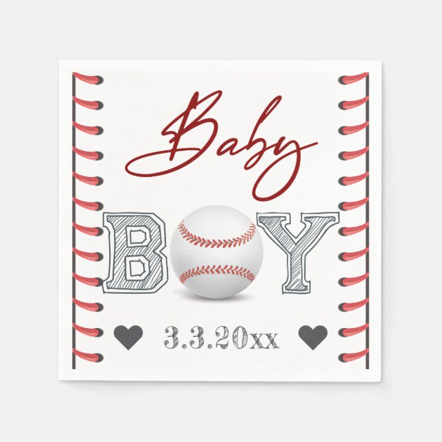 Servilleta De Papel Baby Shower personalizado de béisbol (Anverso)