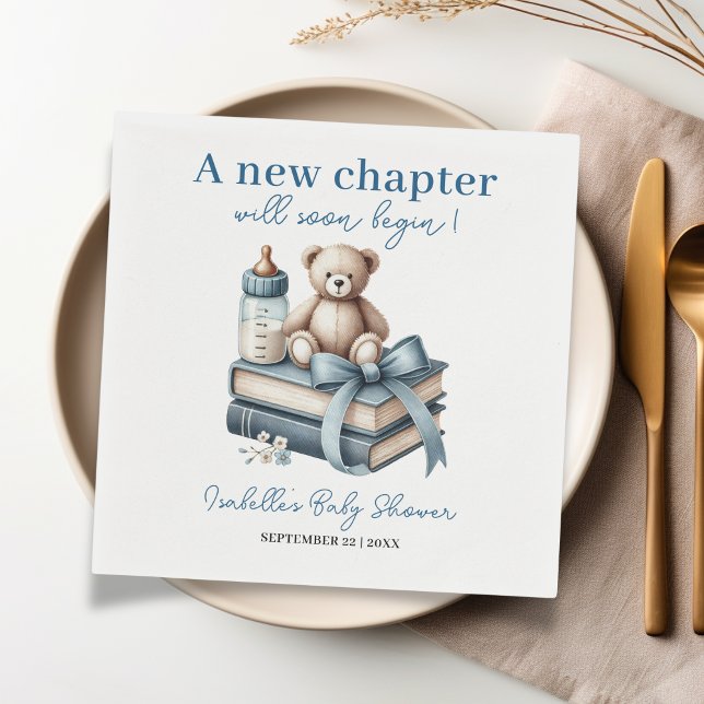 Servilleta De Papel Baby Shower personalizado de Blue Boy Teddy Bear (Subido por el creador)