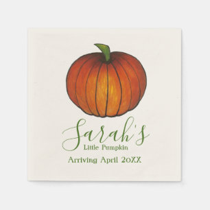 Servilleta De Papel Baby Shower personalizado de calabaza para Naranja