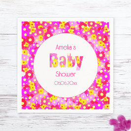 Servilleta De Papel Baby Shower personalizado de flor rosa de bonito