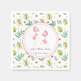 Servilleta De Papel Baby Shower personalizado de mellizos Flamingo tro