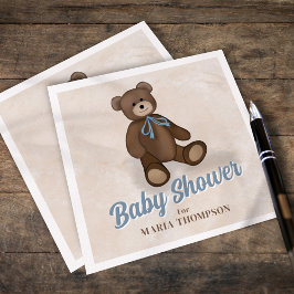Servilleta De Papel Baby Shower Personalizado de oso azul vintage