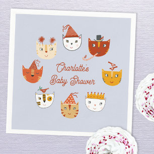 Servilleta De Papel Baby Shower personalizado de un gato kitty