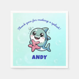 Servilleta De Papel Baby Shower personalizado del tiburón kawaii