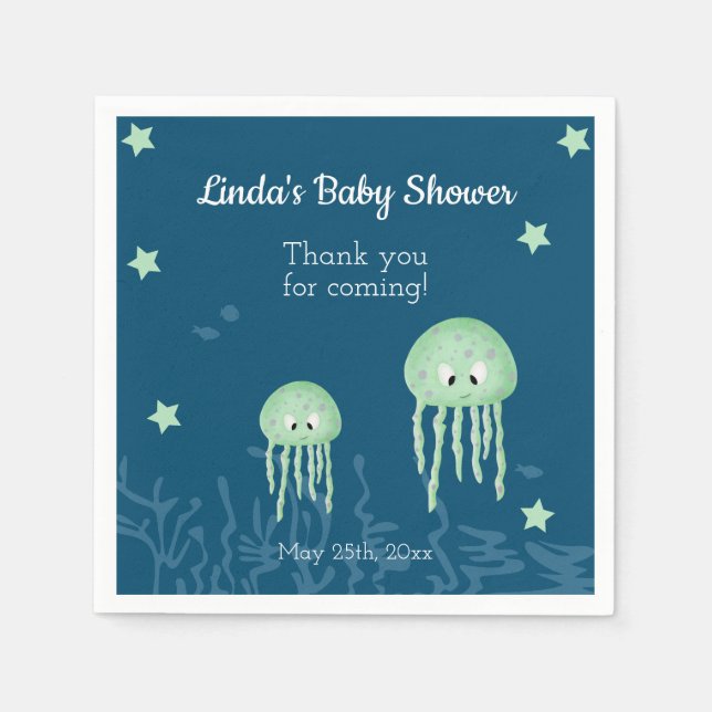 Servilleta De Papel Baby Shower personalizado neutro de medusa (Anverso)