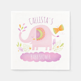 Servilleta De Papel Baby Shower personalizado para elefante rosa
