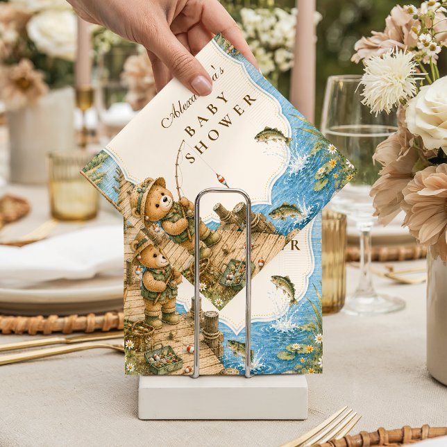 Servilleta De Papel Baby Shower Pesca del Oso Rústico (Subido por el creador)