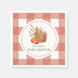 Servilleta De Papel Baby Shower Picnic Basket Red GIngham