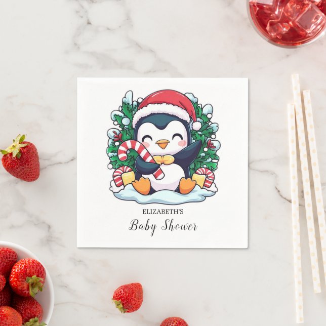 Servilleta De Papel Baby Shower Pingüino Místico y Paradisíaco (In situ)