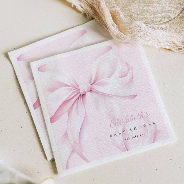 Servilleta De Papel Baby Shower Pink Bow (Subido por el creador)