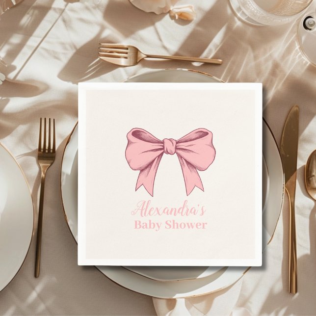 Servilleta De Papel Baby Shower Pink Bow (Subido por el creador)