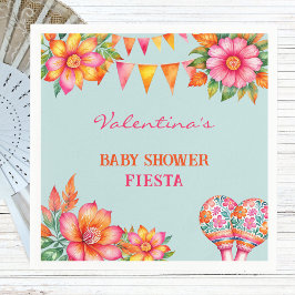 Servilleta De Papel Baby Shower Pink Floral Colorous Blue Fiesta