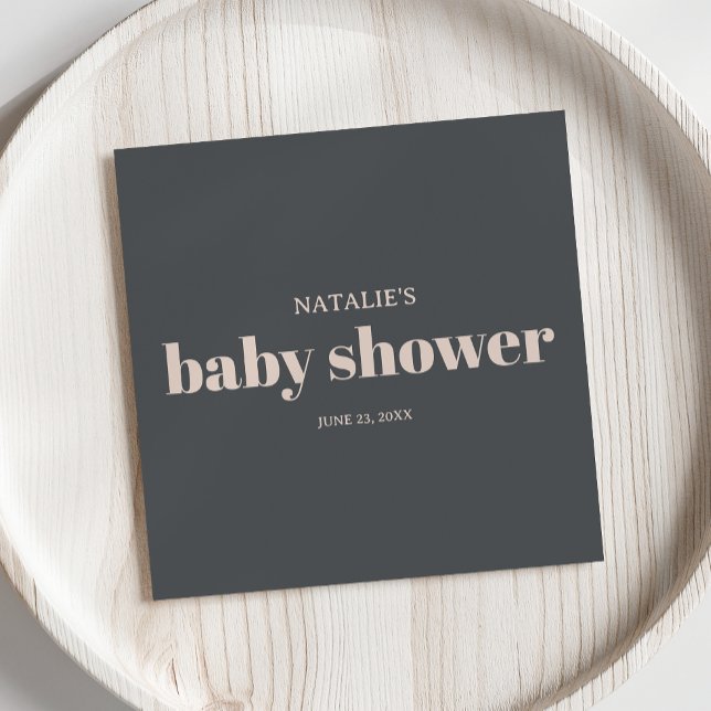 Servilleta De Papel Baby Shower Pink Gray Boho Typography (Subido por el creador)