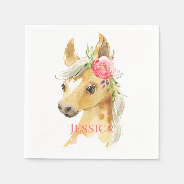 Servilleta De Papel Baby Shower Pink Pony (Anverso)