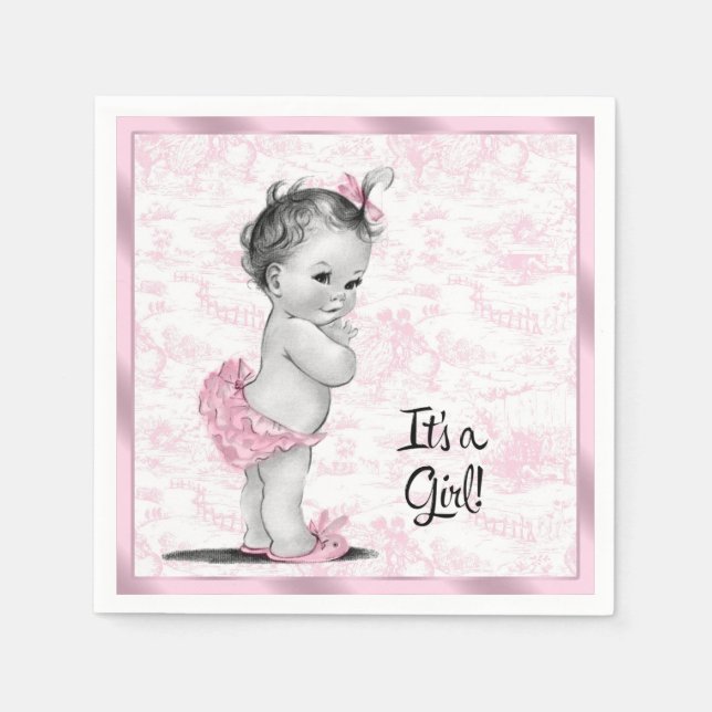 Servilleta De Papel Baby Shower Pink Toile (Anverso)