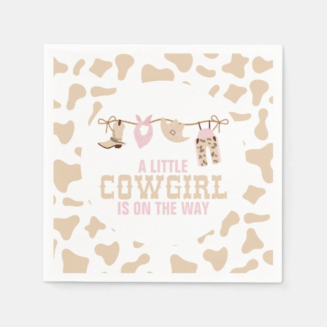 Servilleta De Papel Baby Shower Pink Western Cowgirl (Anverso)
