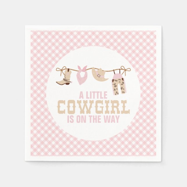 Servilleta De Papel Baby Shower Pink Western Cowgirl (Anverso)