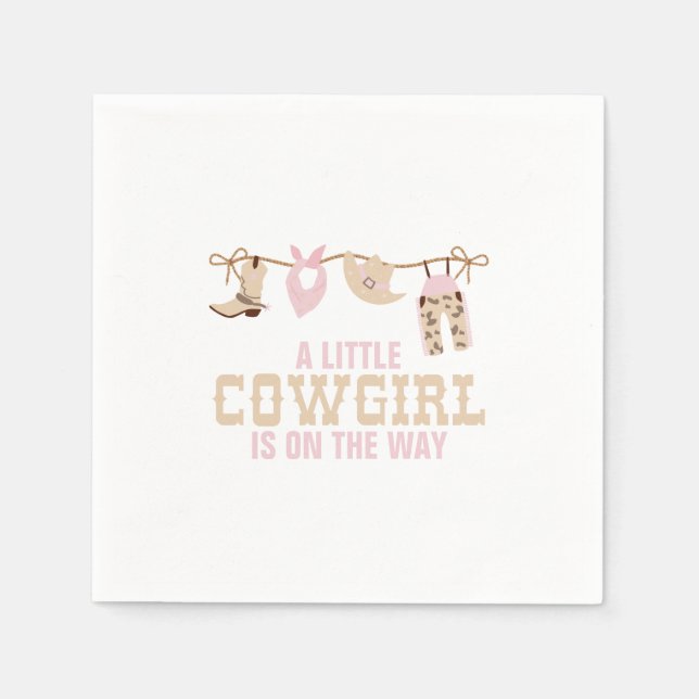 Servilleta De Papel Baby Shower Pink Western Cowgirl (Anverso)