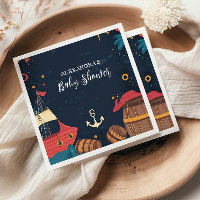 Servilleta De Papel Baby Shower pirata náutico azul naval (Subido por el creador)