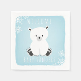 Servilleta De Papel Baby Shower Polar Bear Winter Blue Boy