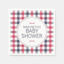 Servilleta De Papel Baby Shower preppy rojo, blanco y azul