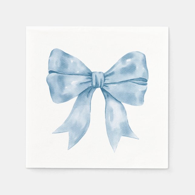 Servilleta De Papel Baby Shower Preppy Southern Blue Bow (Anverso)