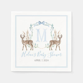 Servilleta De Papel Baby Shower Preppy Southern Blue Boy Deer