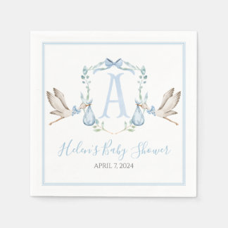 Servilleta De Papel Baby Shower Preppy Southern Blue Boy Stork