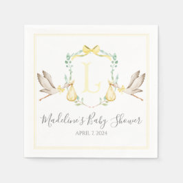 Servilleta De Papel Baby Shower Preppy Southern Yellow Stork