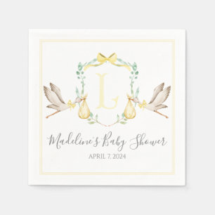 Servilleta De Papel Baby Shower Preppy Southern Yellow Stork