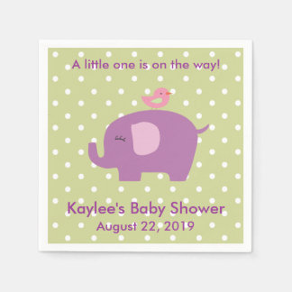 Servilleta De Papel Baby Shower Purple Elephant Polka Dot Napkins
