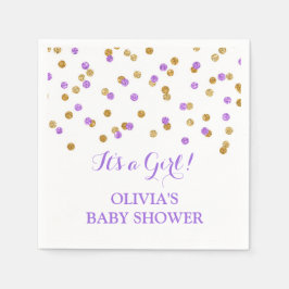 Servilleta De Papel Baby Shower Purple Gold Confetti