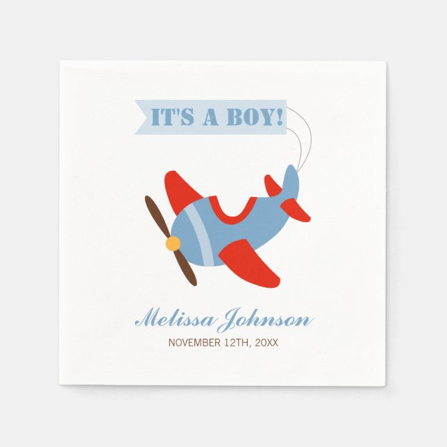 Servilleta De Papel Baby Shower Red Blue Boy (Anverso)