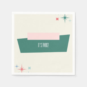 Servilleta De Papel Baby Shower Retro Gemelos Rosa y Verde