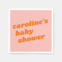 Baby Shower retro Naranja rosa moderno personaliza